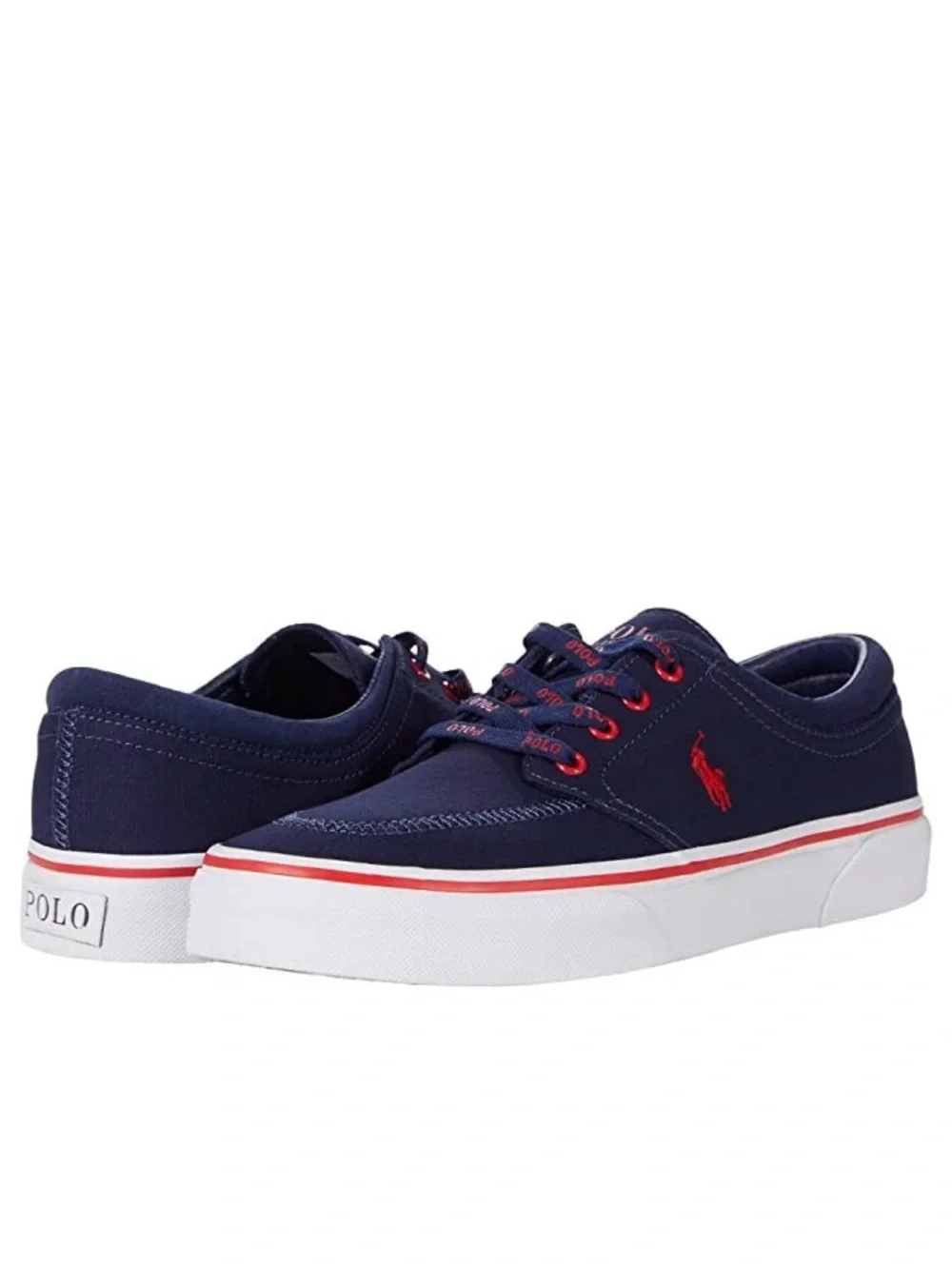 Polo Ralph Lauren Men’s Faxon X Pony Navy Red Canvas Sneakers Size 8 NWT